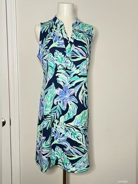 Lilly Pulitzer Womens Sherryn Shift Dress Sz M Blue Preppy Coastal Beachy